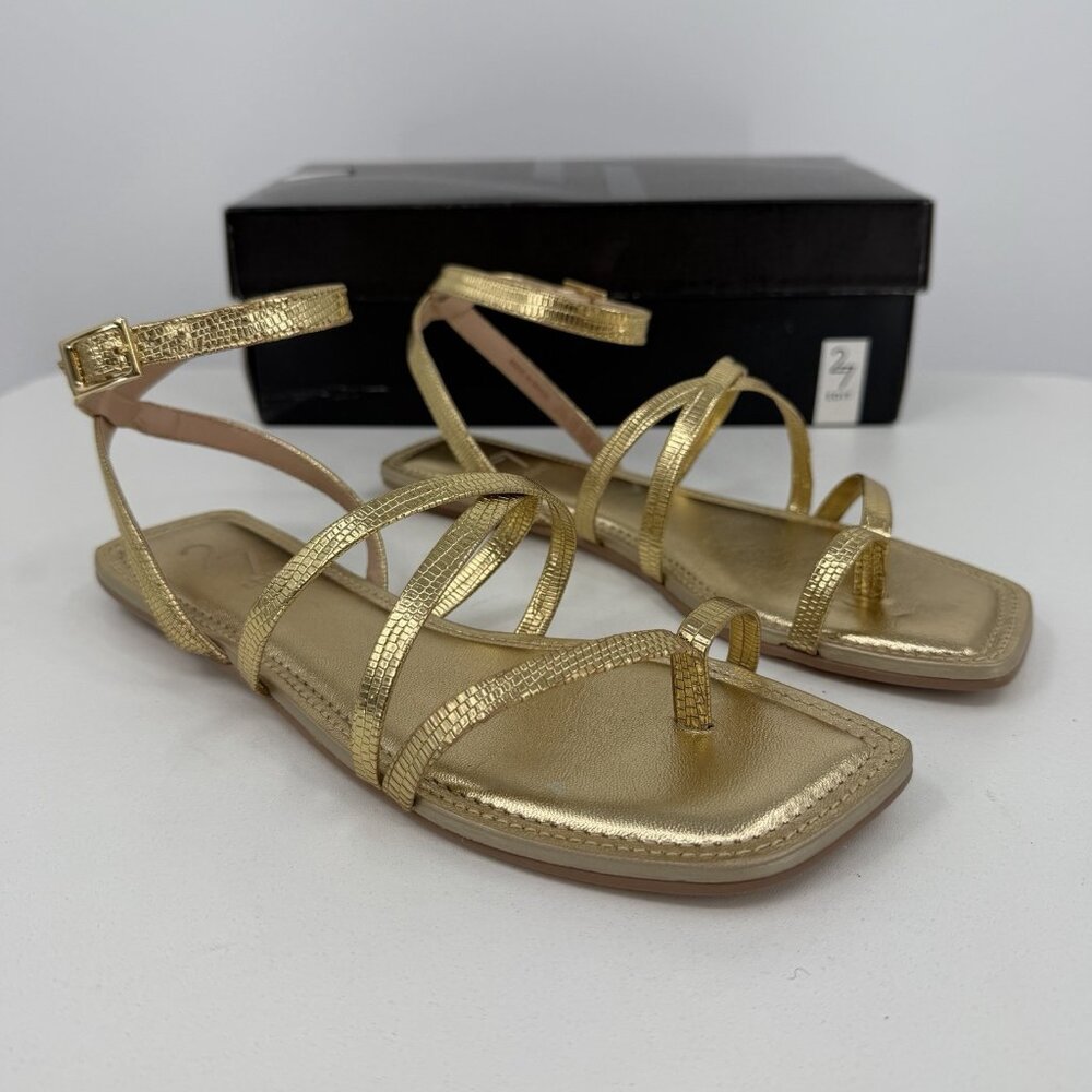 27 Edit by Naturalizer Zaley Strappy Sandals size 6.5 M Gold "Lizard" Leather